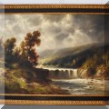 A01. River scene oil painting on canvas by Thomas B. Griffin (1858 - 1918). 24" x 36" 